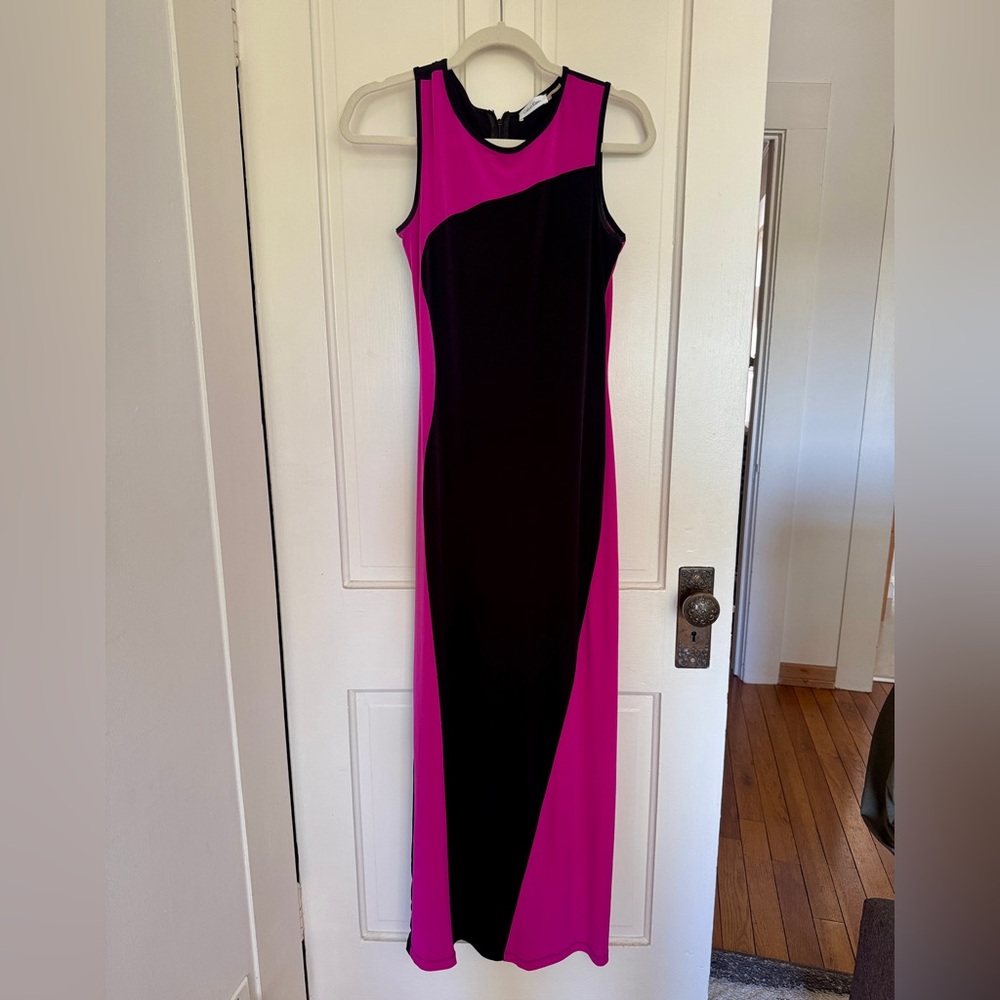 Calvin Klein Fuchsia and Black Maxi Dress